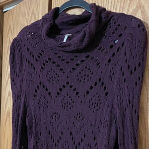 Free People Deep Purple Cowl Neck Sweater